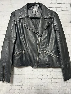 Buy A.n.a  Faux Black Leather Moto Jacket Size Large • 18.99£