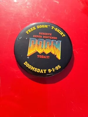 Buy 1995 DOOM Pin / Button Super Nintendo Video Game Merch Doomsday 9-1-95 • 12.79£