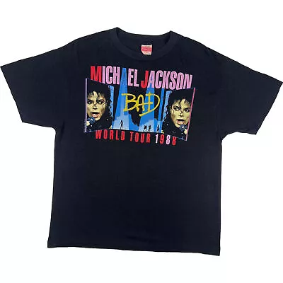 Buy Vintage 1988 Michael Jackson Bad World Tour Single Stitch T-shirt Black Large • 124.99£
