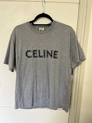 Buy Celine Studded Logo Print Mélange Cotton-Jersey T-shirt, Size XS, RRP £365 • 179£