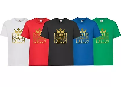 Buy  Kids King Of Battle Royale King T-Shirt Gaming Gamer Tee Top Girls Boys Summer • 7.99£
