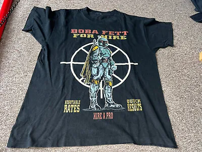 Buy Vintage 1996 Boba Fett For Hire Star Wars T Shirt Black Mandalorian • 50£