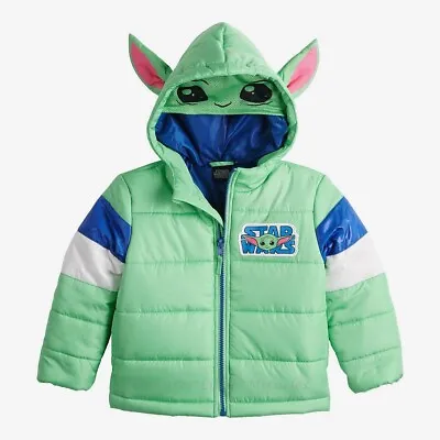 Buy Baby Yoda Boy's Puffer Jacket Winter Coat Star Wars The Mandalorian Size 4 5 6 7 • 36.15£