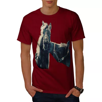 Buy Wellcoda Animal Friendship Mens T-shirt, Horse Graphic Design Printed Tee • 15.99£