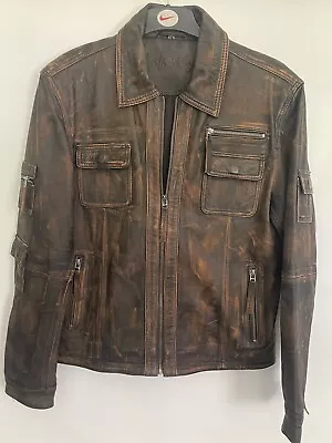Buy Mens Used Vintage Brown Leather Jacket • 30.07£
