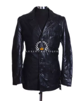 Buy Freddie Black Men's New Safari Style Smart Real Lambskin Leather Fashion Jacket • 109.99£