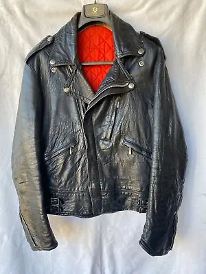 Buy Vintage MASCOT? Biker Leather Jacket Motorcycle Zip Black S-M 36-40 Punk Rock • 150£