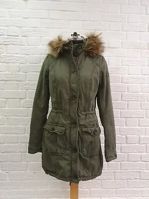 Buy Abercrombie Fitch Utility Military Khaki Green Coat Detach Faux Fur Zip - M • 100£