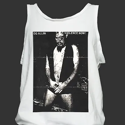 Buy GG Allin Hardcore Punk Rock Metal T-SHIRT Vest Top Unisex White S-2XL • 13.99£