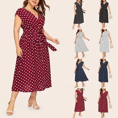 Buy Womens 40s 50s Rockabilly Vintage Retro V-Neck Party Skaters Dress Plus Size UK • 3.99£