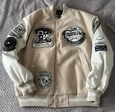 Buy H & M Baseball Varsity Jacket - Beige - Size L  • 60£