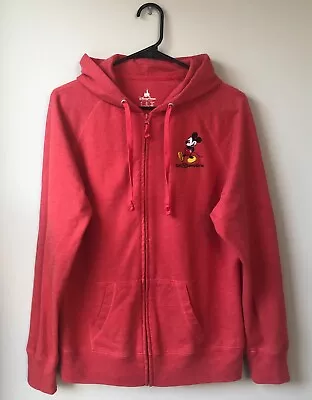 Buy Disney Parks Womens Mickey Mouse Full Zip Hoodie Red Pockets Large • 19.27£