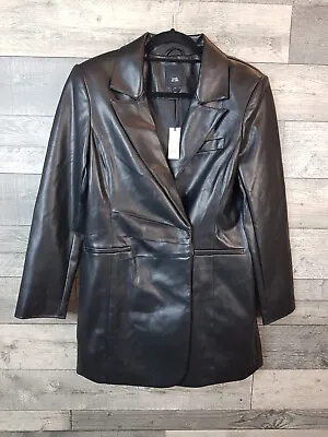 Buy River Island Yuppie Power Faux Leather Jacket Coat UK 12 Black Vegan Classic NWT • 20.99£
