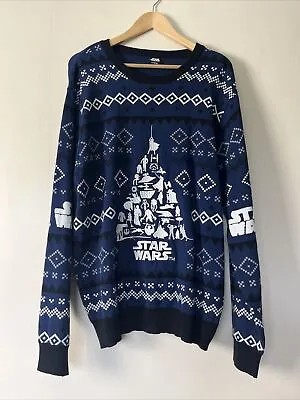 Buy Star Wars Christmas Jumper Blue Black Size L P2P 23’ • 12.99£