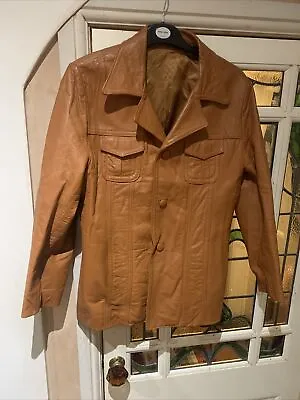 Buy Stunning 1970s Gents Vintage 40” Tan Leather Jacket Starsky & Hutch • 67.50£