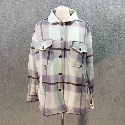 Buy Rising Lilac Cream Checkered Shacket Shirt Jacket Button Up Cotton Y2k Uk S • 14.99£