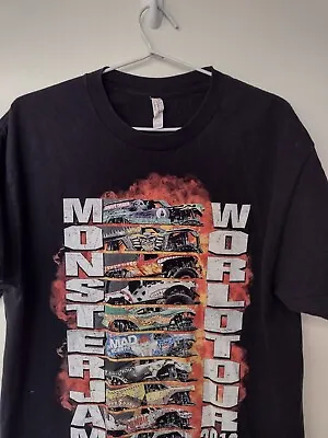Buy Monster Jam 2018 World Tour Black T-Shirt Large Truck Grave Digger Zombie • 14.36£