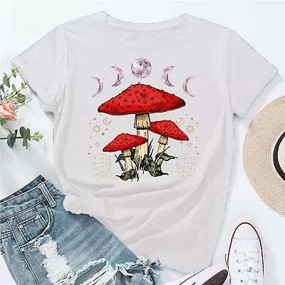 Buy Moon Phase Psychedelic Mushroom Magic Psychedelic Freedom Womens T Shirt#P1#PR#A • 9.99£
