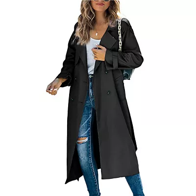 Buy Ladies Oversized Hooded Windbreaker Fashion Long Jacket Loose Coat Trench Coat • 19.88£