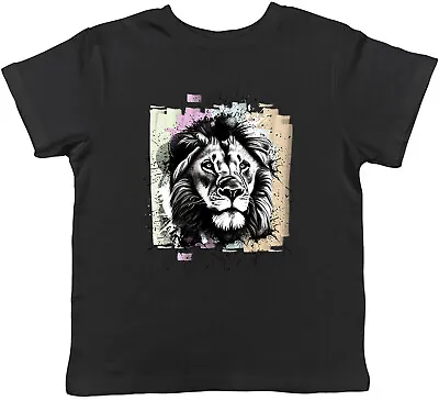 Buy Lion Head Kids T-Shirt Abstract Big Cat Lion Face Childrens Boys Girls Gift • 5.99£