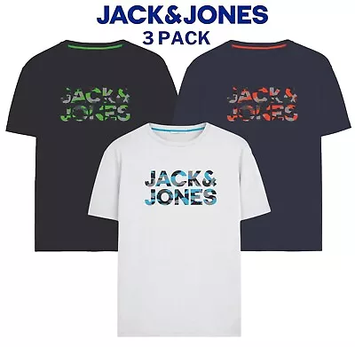Buy Kids 3 Pack Jack & Jones Boys T-Shirts Multipack Designer Crew Neck Tee 6-16 Yrs • 14.99£
