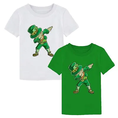 Buy  St Patricks Day T-Shirt Funny Dabbing Dance Leprechaun Irish Boy Girl Kids Top • 8.99£