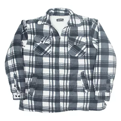 Buy SOMINAL Sherpa Lined Fleece Jacket Grey Check Mens XL • 19.99£