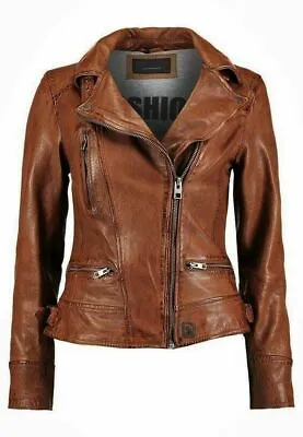 Buy Womens Cafe Racer Moto Biker Distressed Brown Vintage Real Leather Jacket • 89.99£