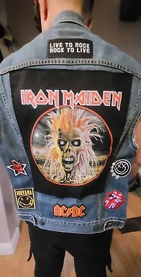 Buy Iron Maiden, ACDC, Sleeveless Levi's Band Jacket, Hand Sewn Badge Jacket • 99.99£