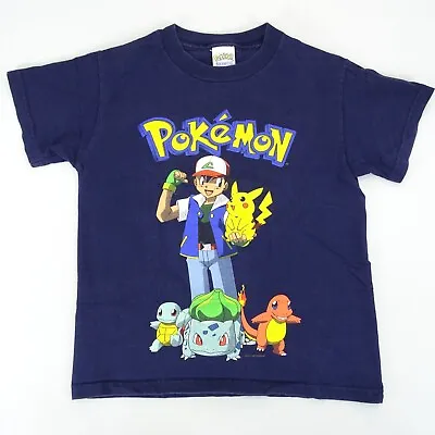 Buy Pokemon Vintage Shirt Pikachu 1999 Blue Youth Sz M Charmander Squirtle Bulbasaur • 32.40£