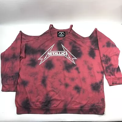 Buy Metallica Blackout Merch Tie-Dye Off Shoulder Red Rock Sweatshirt Women's 5XL • 19.32£