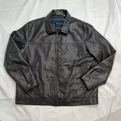 Buy Tommy Hilfiger Jacket Mens XXL Breathable Black Full Zip Faux Leather Biker • 95£