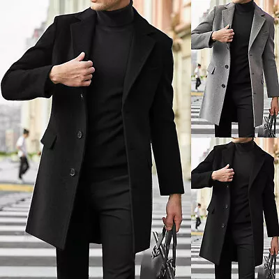 Buy Men's Plus Size Coat Winter Lapel Collar Long Sleeve Padded Leather Jacket Tops • 38.12£