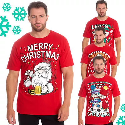 Buy Mens Christmas Tees Funny Xmas Themed T-shirts Red Funky Festive Prints S-XXL UK • 5.99£