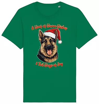 Buy Mens German Shepherd Christmas T-Shirt Santa Dog Woof Wishes Dogs Pet Alsatian • 10.99£