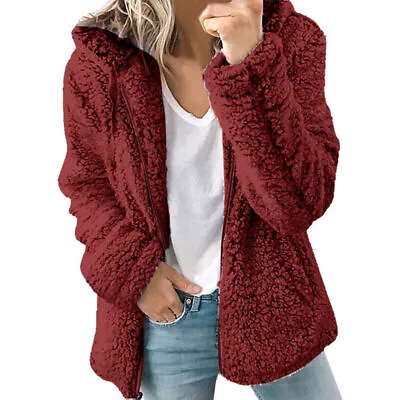 Buy Soft Warm Teddy Bear Fluffy Coat Ladies Fleece Zip Jacket Winter Outwear Womens • 15.32£