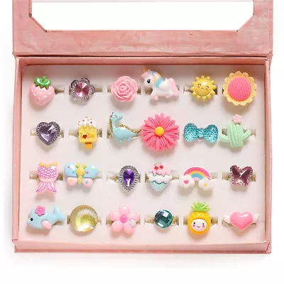 Buy 24pcs Kids Cute Charm Rings Toy Rings For Girls Jewelry Rings Set Princess Rings • 11.39£