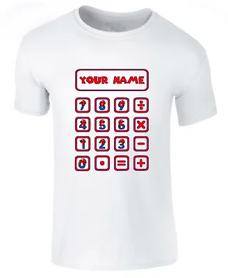 Buy Personalised Number Day Super Mario Luigi Calculator T Shirt Vintage Cartoon Top • 8.99£