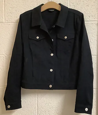 Buy Ruth Langsford Ladies Black Short Twill Denim Elasticated Jacket VGC Size Uk16 • 15£