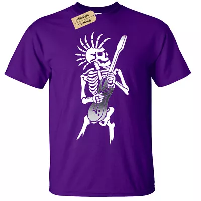 Buy Kids Boys Girls PUNK SKELETON T-Shirt Guitar Rock Goth Skull Biker Music • 8.95£