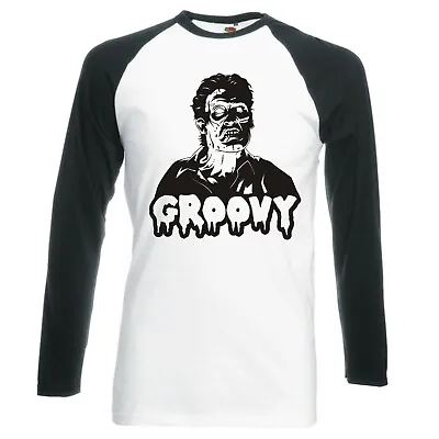 Buy Inspired By Evil Dead 2  Groovy  Raglan Longsleeve Baseball T-shirt • 16.99£