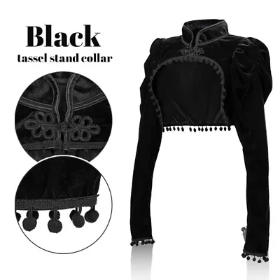 Buy Womens Velvet Steampunk Crop Jacket Stand Gothic Bolero Victorian Vintage Corset • 26.51£