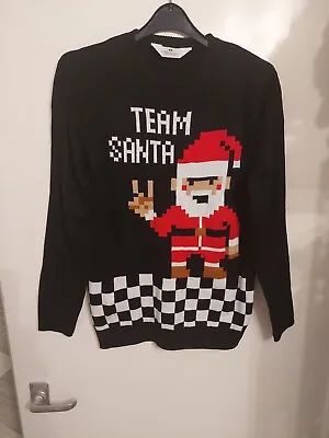 Buy Ladies/Girls Digital Santa Christmas Jumper.Black/Colourful Santa.Small(32 Bust) • 4£