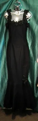 Buy Beautiful Black Long Sexy Dress Gothic Style Size 8  Black Rose's Phaze Clothing • 85£