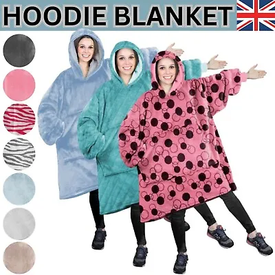 Buy Oversized Hooded Blanket Soft Long Plush Sherpa Fleece Giant Hoodie Sweatshirts • 13.13£