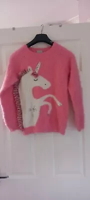 Buy Girls Pink Unicorn Christmas Jumper Age 11 From Matalan Worn Once • 5.50£