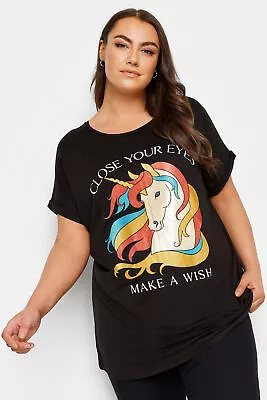 Buy YOURS Plus Size Unicorn Wish Glitter Embellished T-Shirt • 22.99£
