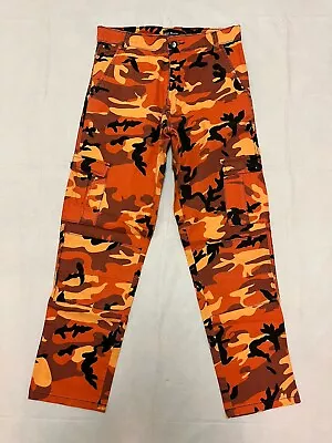 Buy Vintage Y2K The Rocks Orange Camouflage Cargo Pants Sz MED 32x30 Straight Leg • 23.63£