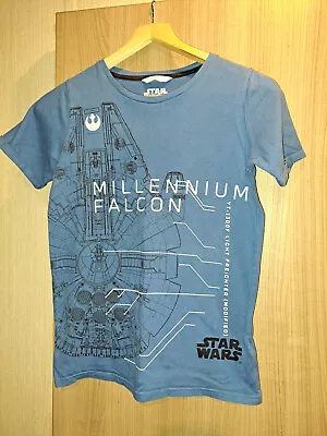 Buy M&s - Star Wars Millenium Falcon Blue Childrens Shortsleeved T-shirt - 11/12 Yrs • 1.99£