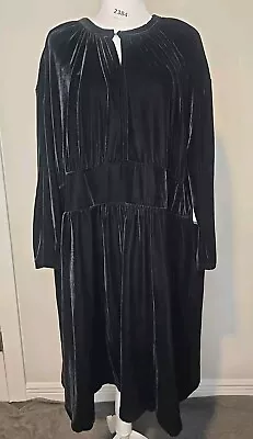 Buy NWT Terra And Sky Black Keyhole Velvet Dress 3/4 Sleeve Woman Size 4X 28W- 30W • 9.50£